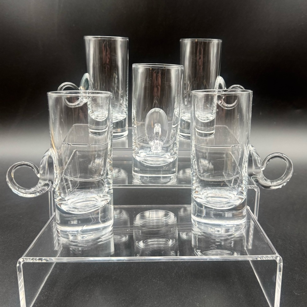 Lenox Crystal Irish Coffee Mugs with Loop Handle – Set of 5 – Vintage Glassware